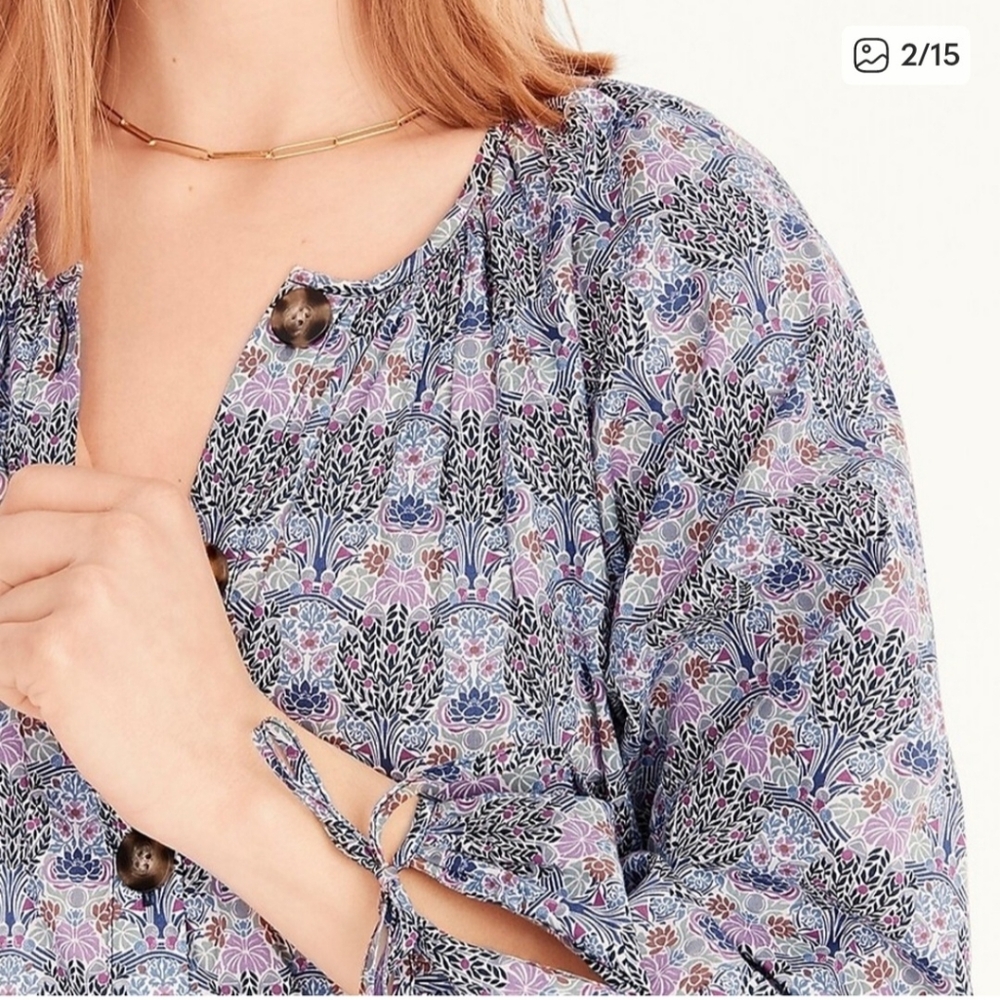 🆕️ J. Crew Liberty® Of London Fabric Button Front floral Shirt Dress Medium NWT - Picture 5 of 13